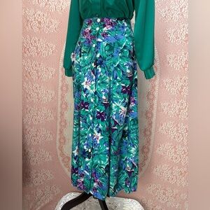 Vintage Savanah Floral Button Front Midi Skirt | Made in Canada sz M